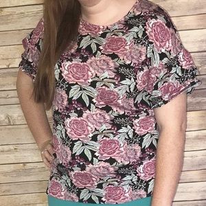 Floral frill sleeve top